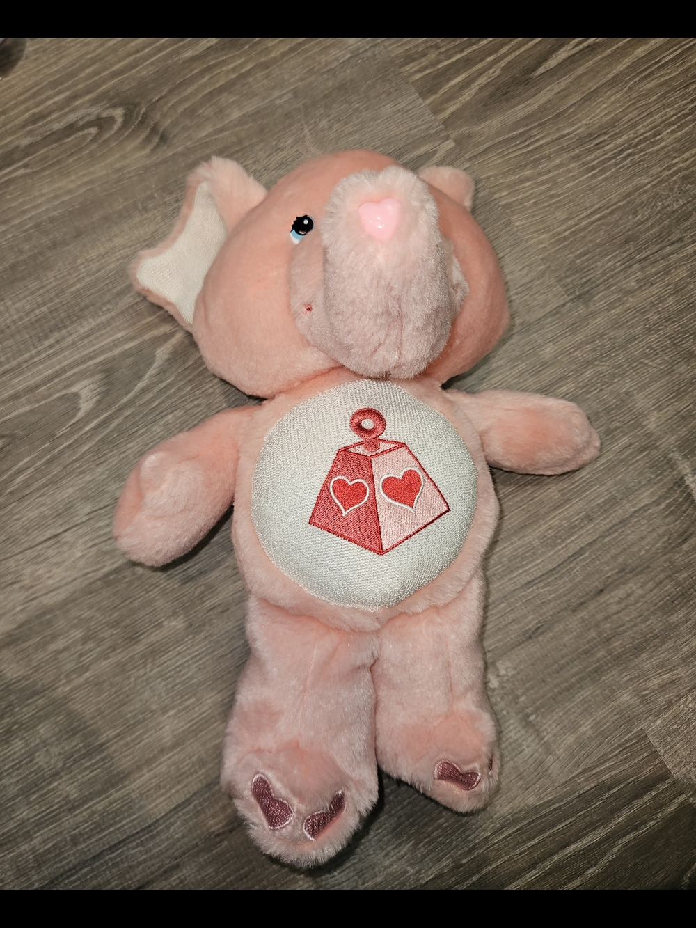 2004 Care Bears Pink Elephant Plush with Heart Nose and Emblem